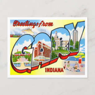 Gary, Indiana Vintage Big Brev vykort