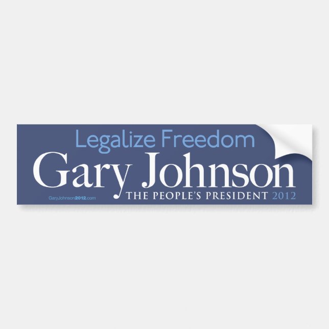 Gary Johnson legaliseraa frihetsbildekal Bildekal (Framsidan)
