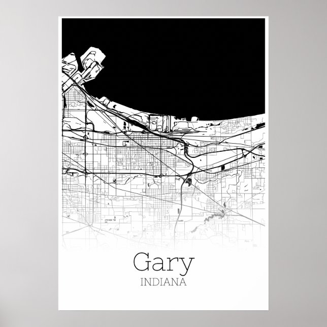 Gary Karta - Indiana - City Karta Poster (Framsidan)