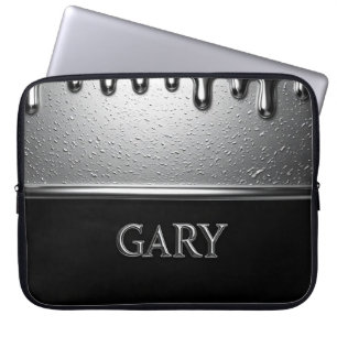 Gary Krom Namnskylt Med Flytande Metalldroppar Laptop Fodral