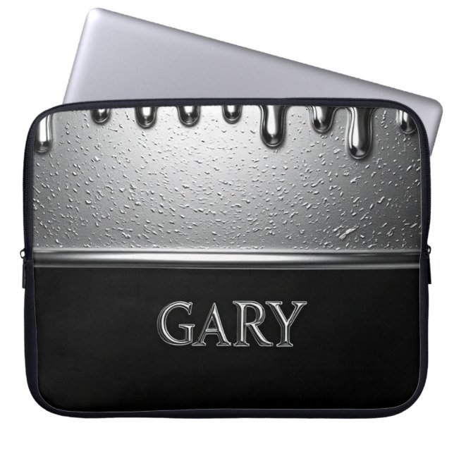 Gary Krom Namnskylt Med Flytande Metalldroppar Laptop Fodral (Framsidan)