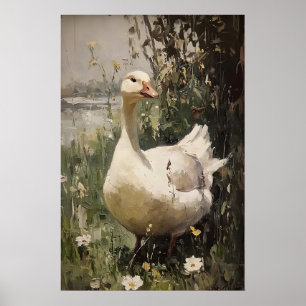 Gås antikt tryck, vår digital målning poster