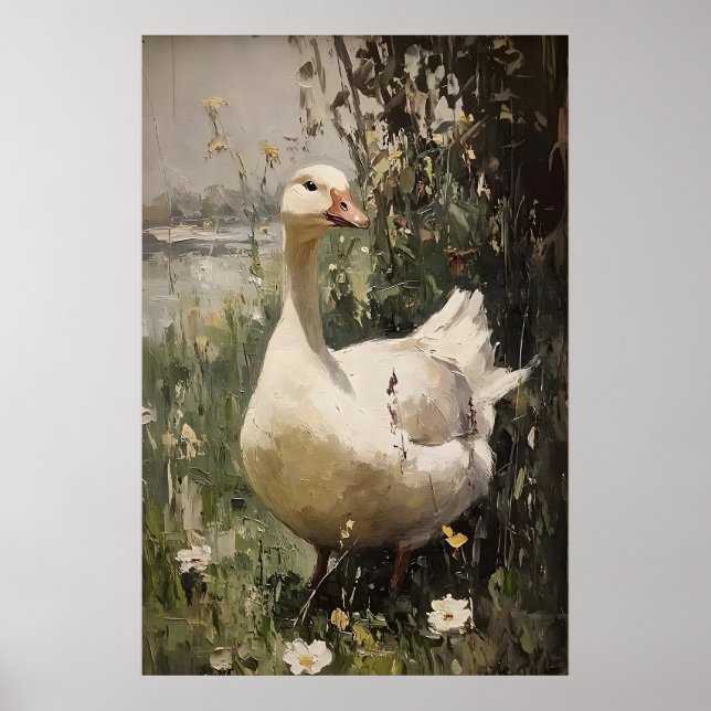 Gås antikt tryck, vår digital målning poster (Framsidan)