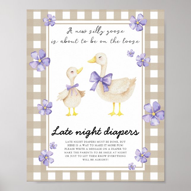 Gås baby shower - Sängvät diapers spel Poster (Framsidan)