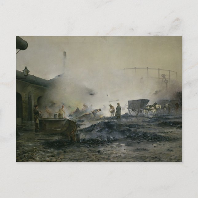 Gas Factory at Courcelles, 1884 Vykort (Framsida)