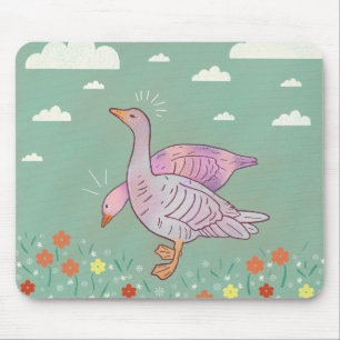 Gås Flickor   Whimsical Folk Art Gås Duo Musmatta