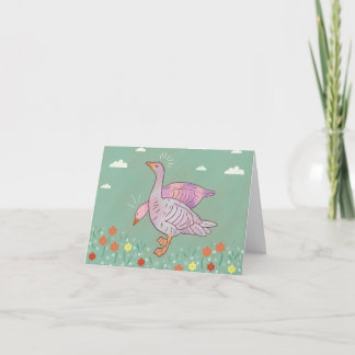 Gås Flickor | Whimsical Folk Art Gås Duo Tack Kort