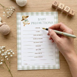 Gås Gingham Förutsägelser Baby Shower Spelkort Inbjudningar