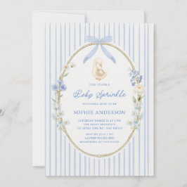 Gås Gös Cottage Blå Babyfirande Inbjudningar