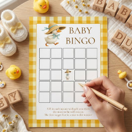 Gås Gul Gingham Bingo Baby Shower Spelkort Inbjudningar