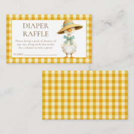 Gås Gul Gingham Blöja Lotteri Baby Shower Tilläggskort