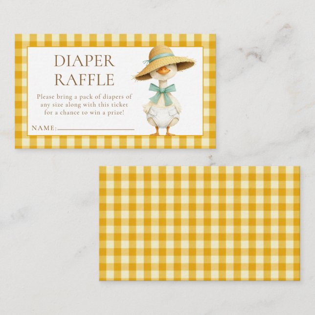 Gås Gul Gingham Blöja Lotteri Baby Shower  Tilläggskort (Fram/baksida)