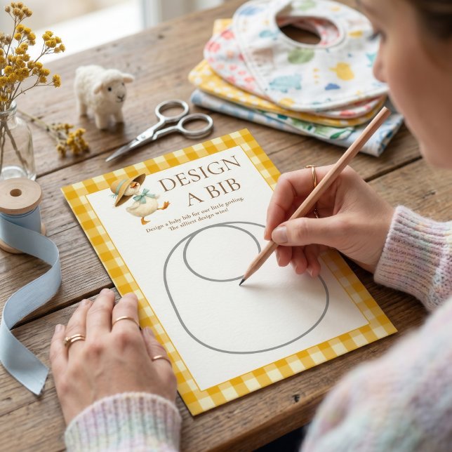 Gås Gul Gingham Design Amningsskjorta Baby Shower  Inbjudningar (Skapare uppladdad)