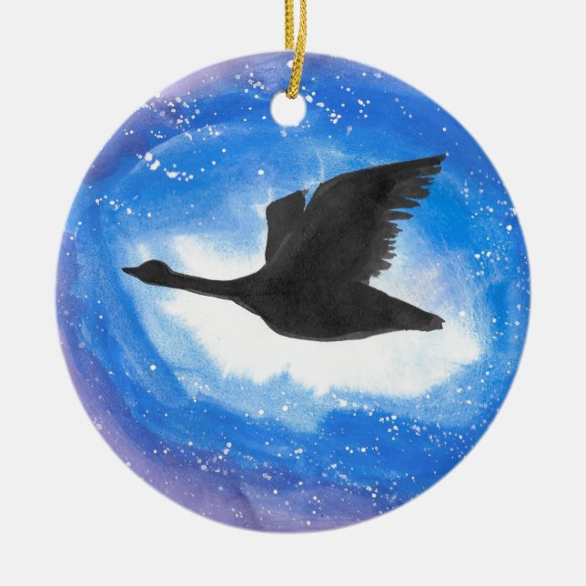 Gås i flyg julgransprydnad keramik (Framsidan)