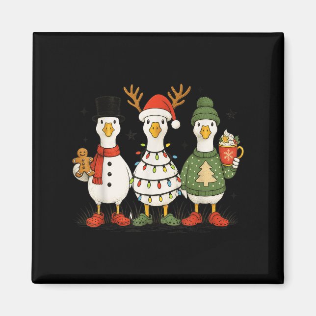 Gås julbelysning Xmas Glad Goosmas Rolig Jul Magnet (Framsidan)