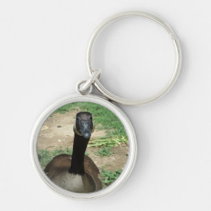 Gås Keychain Rund Silverfärgad Nyckelring