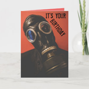 GAS MASK FÖDELSEDAGSKORT KORT
