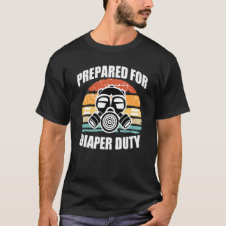 Gas mask förbereddd för blöjobligation t shirt