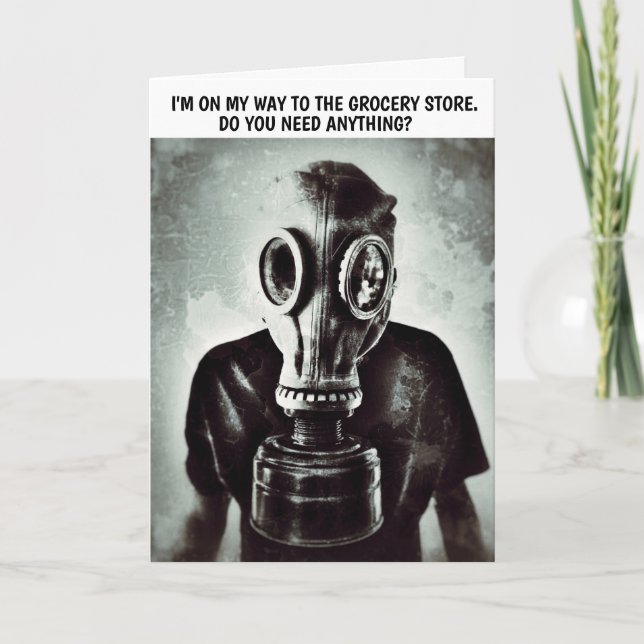 GAS MASK FUNNY "HEJ"-KORT KORT (Framsida)