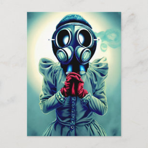 Gas Mask Kvinnlig vykort