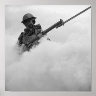 Gas Mask Soldier with Bayonetets Rifle - 1941 Poster
