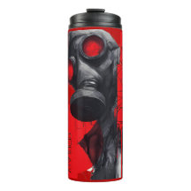 Gas Mask Trash Polka Röd Svart Termisk Tumbler
