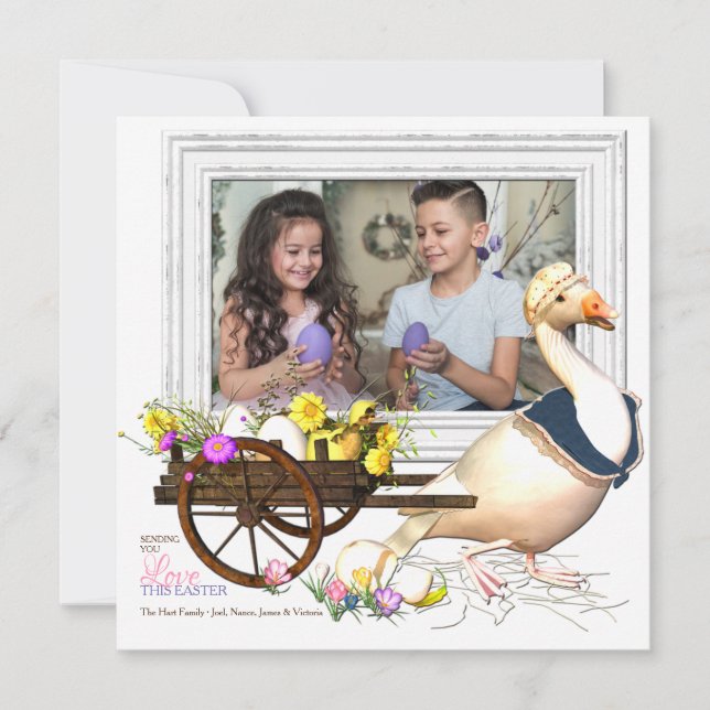 Gås med kortet för äggfotopåsk inbjudningar (Framsida)