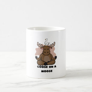 Gås på en älg djur rolig kaffemugg