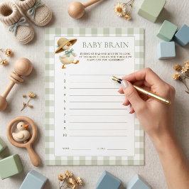 Gås Sage Gingham Baby Brain Duschspelkort Inbjudningar