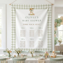 Gås Sage Gingham sittplatskarta Baby Shower