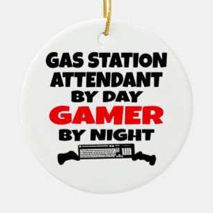 Gas Station Attendant Gamer Julgransprydnad Keramik