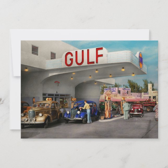 Gas Station - Den underbara amerikanska vägen resa Inbjudningar (Framsida)