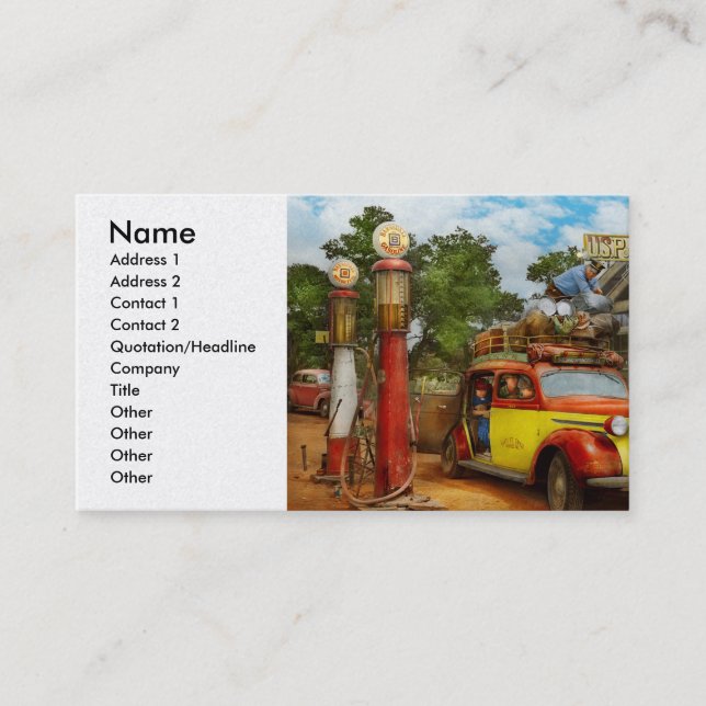 Gas Station - Färsk leverans till Paj Town 1940 Visitkort (Framsida)