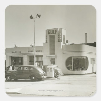Gas Station Fyrkantigt Klistermärke