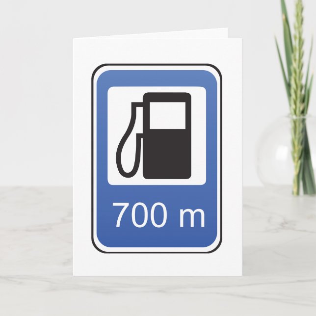 Gas Station Road Sign Greeting Cards Kort (Framsida)