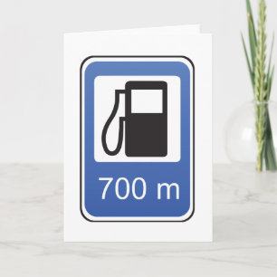 Gas Station Road Sign Greeting Cards Kort