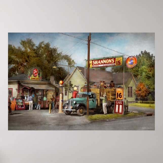 Gas Station - Shannons toppen Gasolines 1939 Poster (Framsidan)