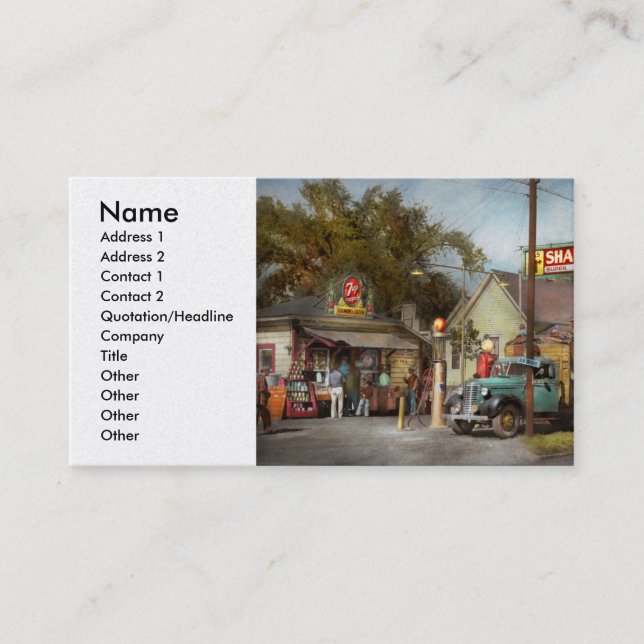 Gas Station - Shannons toppen Gasolines 1939 Visitkort (Framsida)