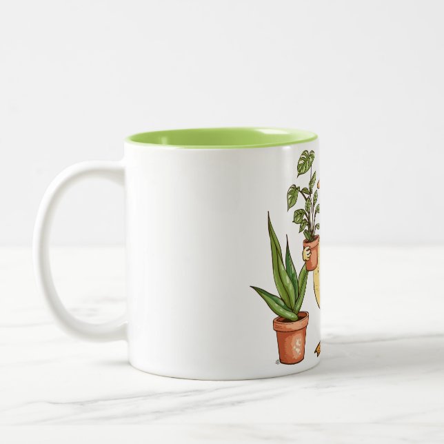 Gås Trädgårdsmugg - Drivs av Växter & Kaffe  Två-Tonad Mugg (Vänster)