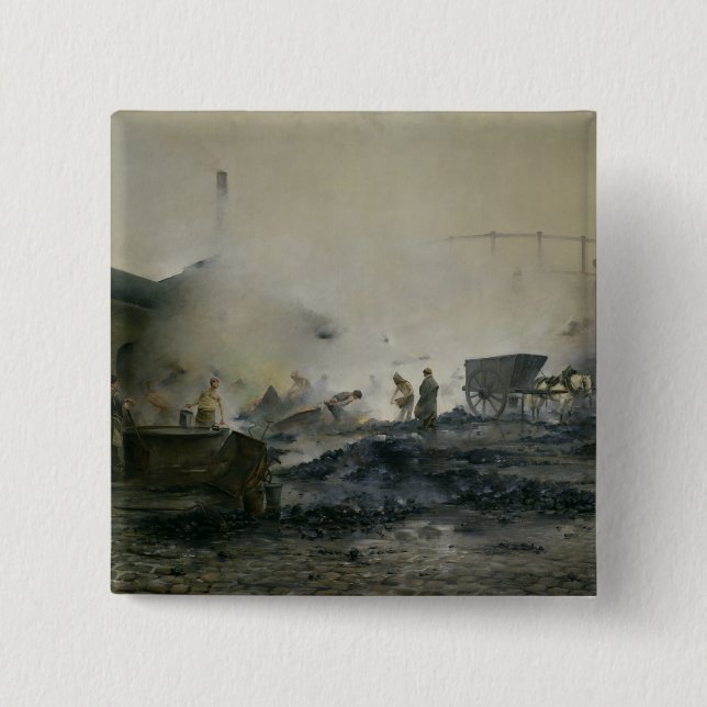 Gasafabriken på Courcelles, 1884 Knapp (Framsida)