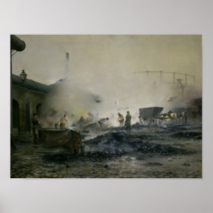 Gasafabriken på Courcelles, 1884 Poster
