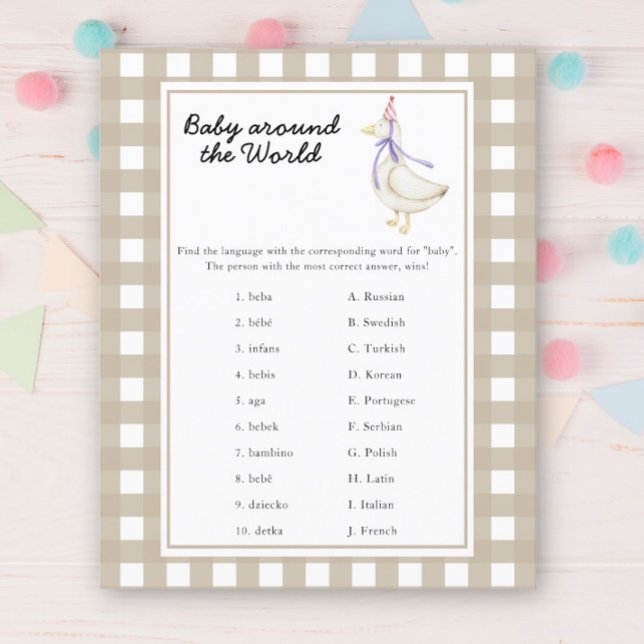 Gåsbabyshower - baby runt om i världen spel (Skapare uppladdad)
