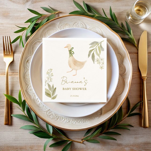 Gåsdagervid rhymes babydusch monogrammat pappersservett (Goose nursery rhymes boho baby shower monogrammed napkins template personalized table decor)