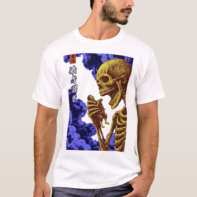 Gashadokuro Yokai The Starving Giant Skeleton Myth T Shirt (Framsida)