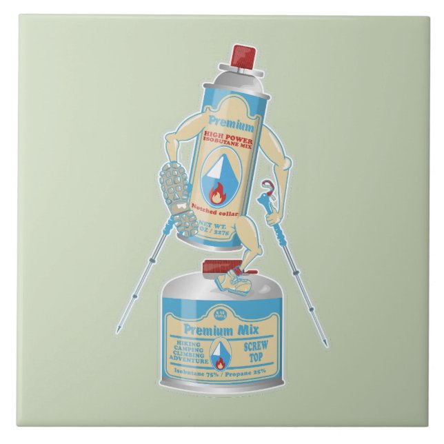 Gaskanister från lägervallning rolig vandring kakelplatta (Framsidan)