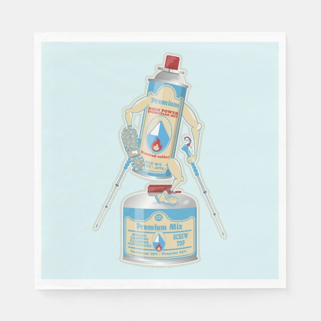 Gaskanister från lägervallning rolig vandring pappersservett (Framsidan)