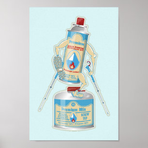 Gaskanister från lägervallning rolig vandring poster