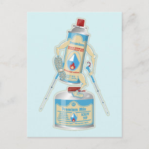 Gaskanister från lägervallning rolig vandring vykort