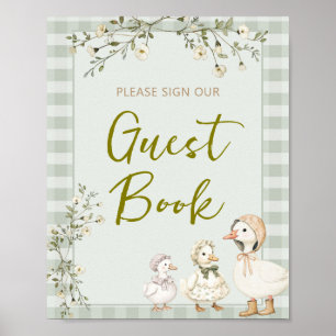 Gåsmamma och Gåungar Barnkalas Gästbok Poster