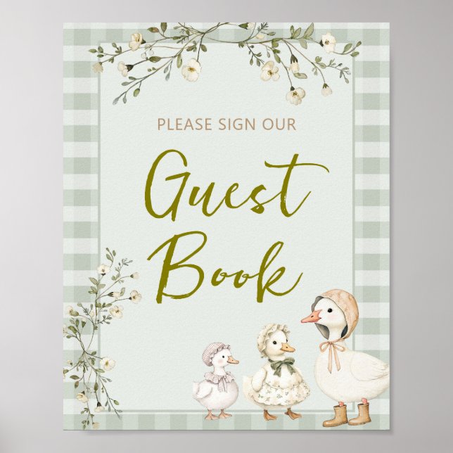 Gåsmamma och Gåungar Barnkalas Gästbok Poster (Framsidan)
